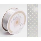 Szatén szalag pöttyös 25mm/25m - Fehér