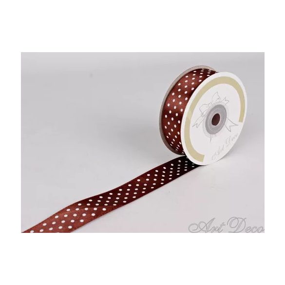 Szalag Szatén Pöttyös 25 mm x 25 m - Kávé