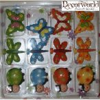 Hütőmágnes pillangó katica szitakötö - 12db/csom