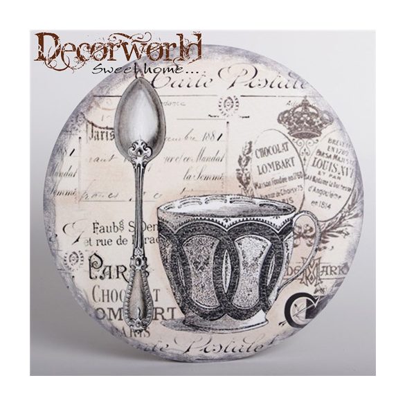 K. Pohár Alátét Kör Evőeszköz + Süti 20cm