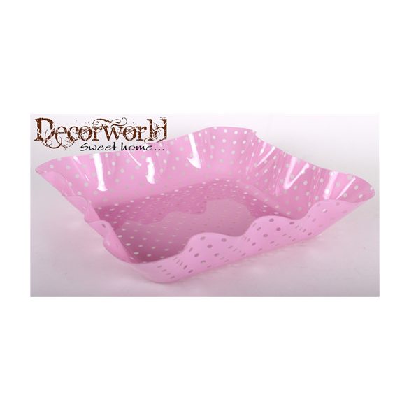 Műanyag tál négyszögletes 30 cm - Pink pöttyös