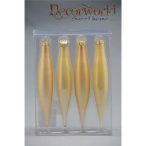 Díszcsepp üveg 15cm - Krém matt&fényes s/4