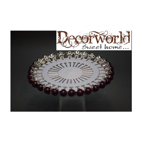 Dekor tű gyönggyel 5,5cm lila-ezüst S/30 Akció