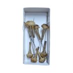 Dekor tű gyönggyel 8cm fém - Krém-arany S/8db