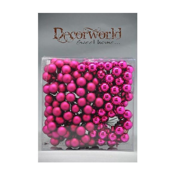 Gömb üveg betűzős 2cm ciklámen matt és fényes S/144