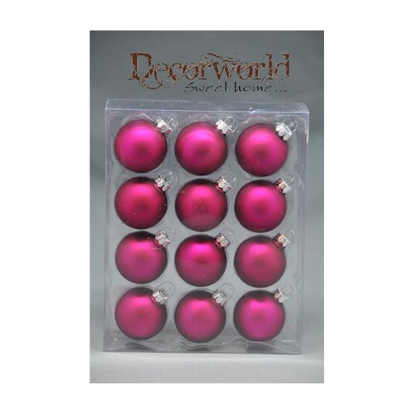 Gömb üveg szett/12 db matt ciklámen 5cm