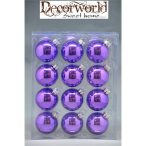 Gömb üveg  szett/12 db fényes közép lila 5cm