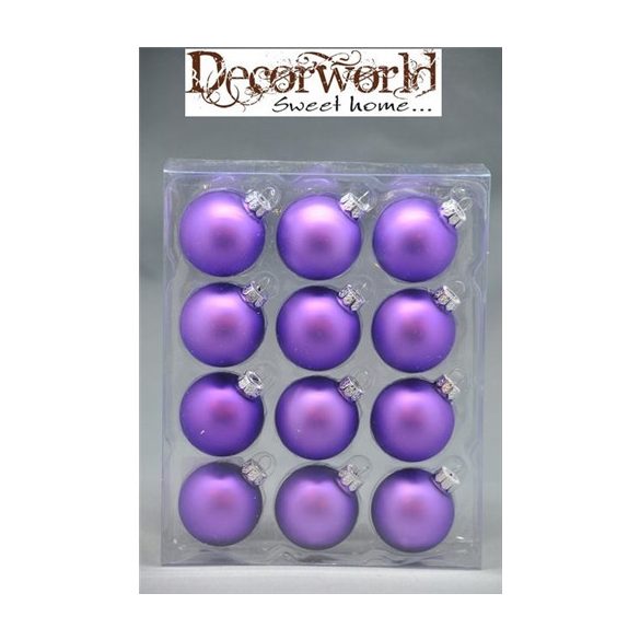 Üveggömb szett/12 db milka lila matt 5cm