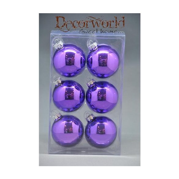 GÖMB ÜVEG S/6DB 7CM LEVENDULALILA FÉNYES