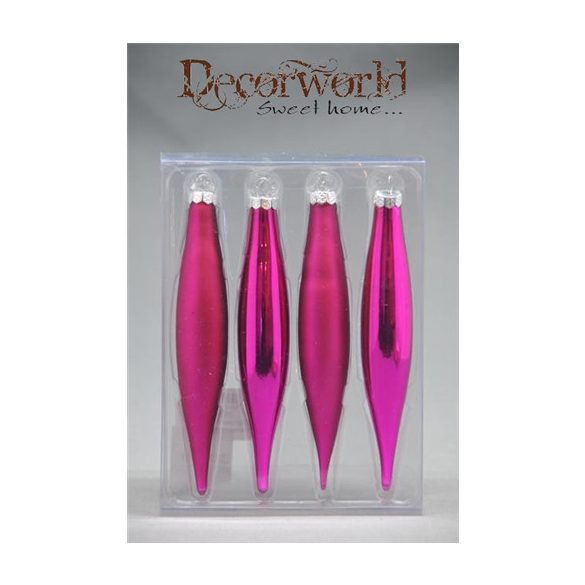 Díszcsepp üveg S/4 magenta 15CM MATT ÉS FÉNYES