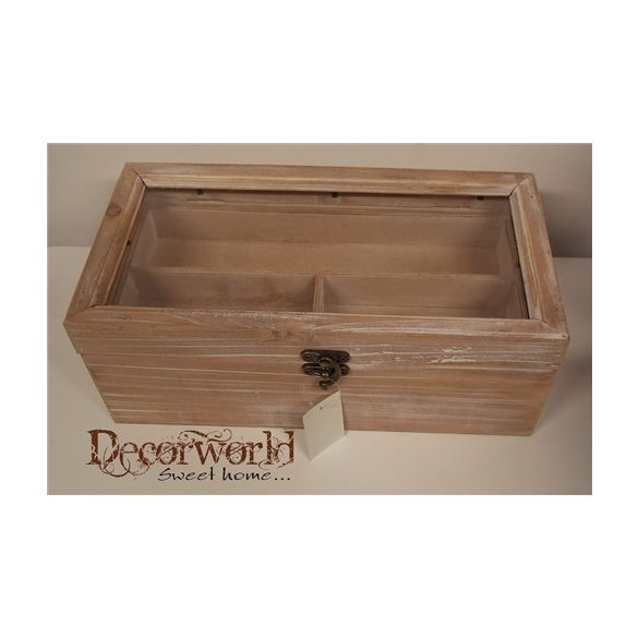 Ékszertatró doboz  fa29x15x11,5cm fehérített barna