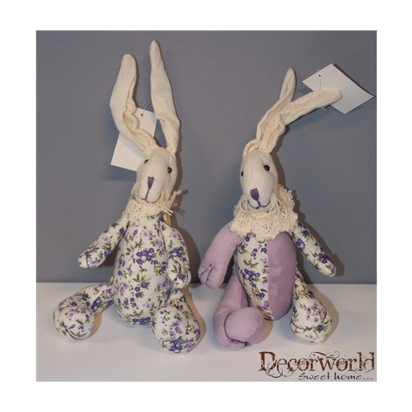 Nyuszi virágos textil ülő 28cm