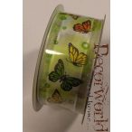 Szalag pillangós textil 3,8cmx10m zöld-narncs-sára