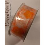 Szalag virágos textil 3.8x10m narancs-fehér