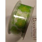 Szalag virágos textil 3.8x10m zöld-fehér