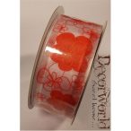 Szalag virágos textil 3.8x10m piros-fehér