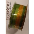 Szalag organza virágos 3,8cm x 10m - Zöld-sárga