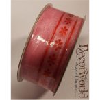 Szalag organza virágos 3,8cm x10m - Piros-rózsaszín