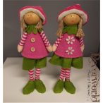 Gomba manó textil-poly 12x25cm - Zzöld-fehér-pink 2 féle