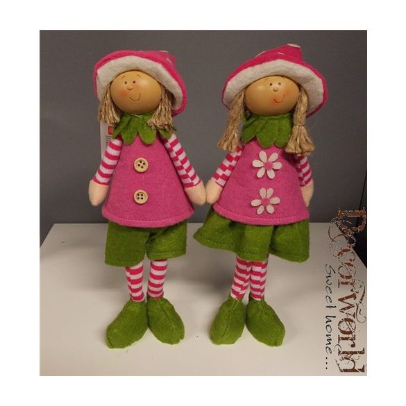 Gomba manó textil-poly 12x25cm - Zzöld-fehér-pink 2 féle