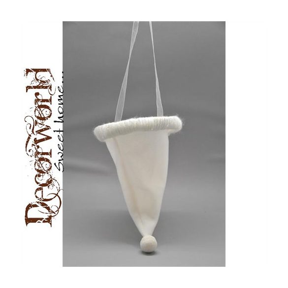 Mikulássapka akasztós textil 13cm krém