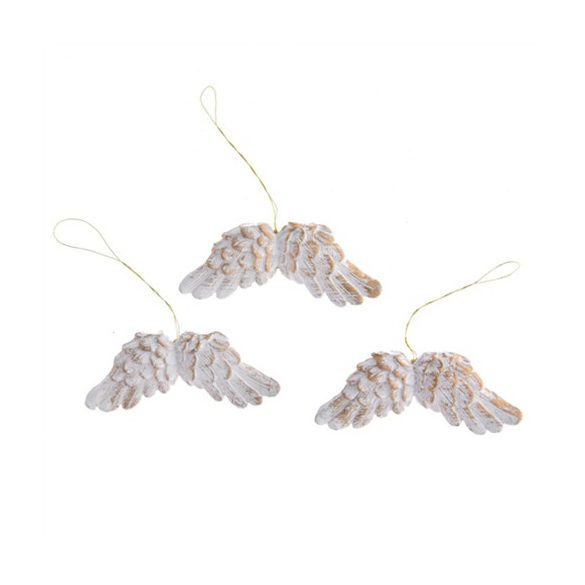 Angyalszárny akasztós poly 7,5cm fehér-arany S/3