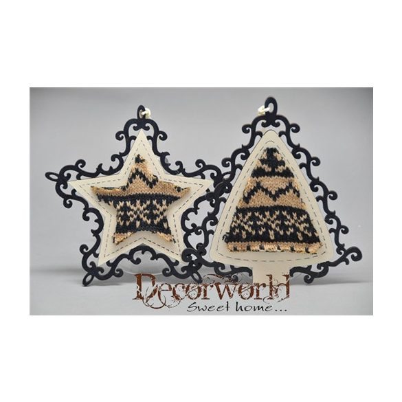 Fenyőfa akasztós Norvégmintás fa 14 cm