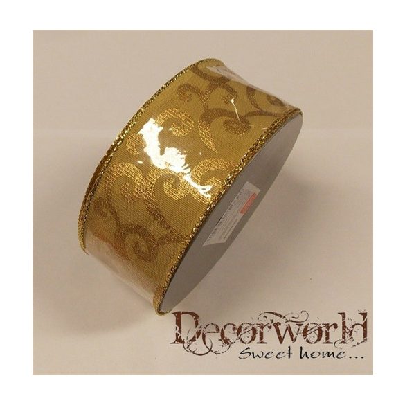 SZALAG 38MM/10M INDÁS TEXTIL KRÉM-ARANY