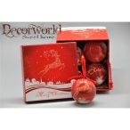 Gömb  díszdobozban műanyag 6cm piros-fehér S/8 Akc.