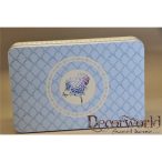 Doboz szögletes orgonás bádog 28x18x5,5cm krém-kék-lila