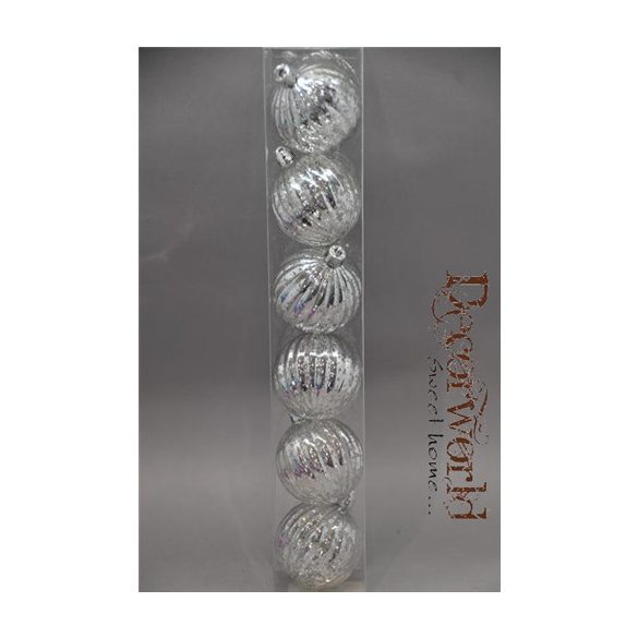 Karácsonyfadísz foltos akasztós műanyag 6 cm - Ezüst S/6