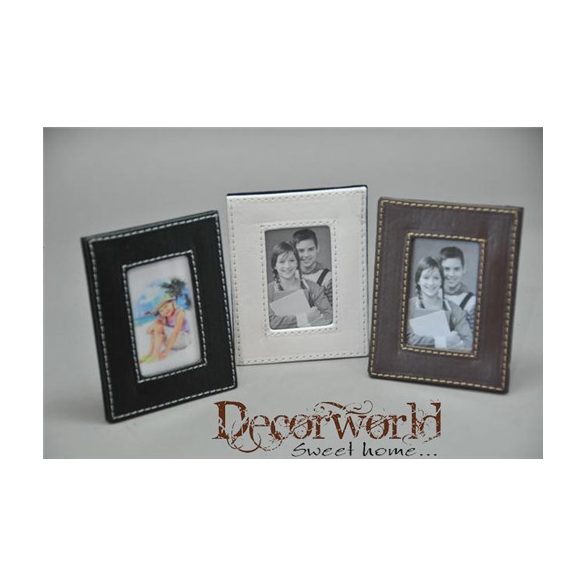 Fényképtartó bőr 5x7,6cm fekete-fehér-barna 3féle