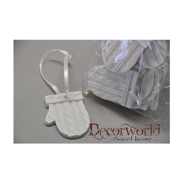 Kesztyű akasztós poly 4,7cm fehér S/8