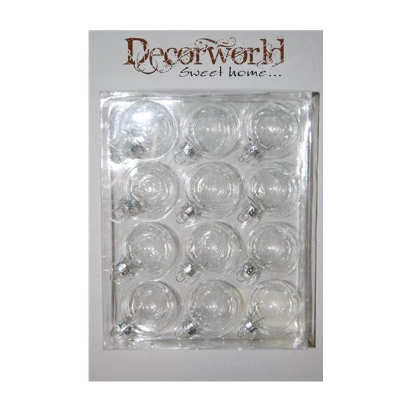 Gömb üveg áttetsző ezüst kupakkal 4cm szintelen S/12