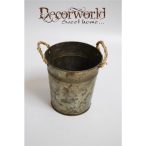 Kaspó kerek kötéllel bádog 13x14x10 rozsdás SSS