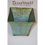 Kaspó szögletes bádog 13x13x11x9x9 antikolt zöld