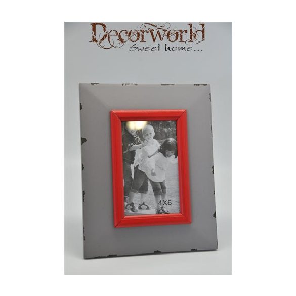 Képkeret fa 19,5x24,5cm - Szürke-piros