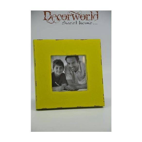 Képkeret fa 17x17cm sárga