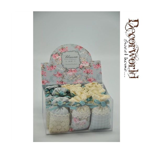 Illatosító tasak textil csipkés 6,5x4cm S/12 - Kék AKCIÓS