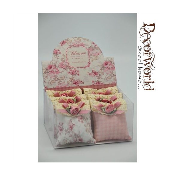 Illatosító tasak textil csipkés 7x6.5cm S/6 - Rózsaszín AKCIÓS