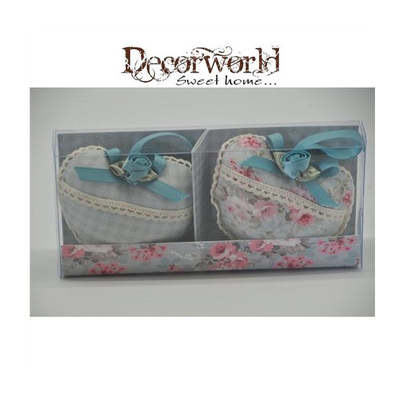 Illatosító párna szív alakú textil 8 cm S/2 - Kék