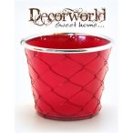 Kaspó bádog dróthálós 11,5x8,5x9,5cm - Pink