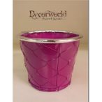 Kaspó dróthálós bádog 11,5x8,5x9,5cm - Lila-ezüst