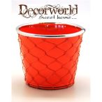   Kaspó dróthálós bádog 11,5x8,5x9,5cm - Narancs-ezüst Akció