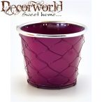   Kaspó dróthálós bádog 16x11,5x14cm lila-ezüst SSS Akció