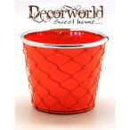   Kaspó dróthálós bádog 16x11,5x14cm narancs-ezüst SSS Akció