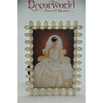 Képkeret köves leveles műa. 10x15xcm fehér-ezüst