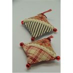   Négyzet alakú csíkos dísz akasztós textil piros-fehér-bézs 3féle