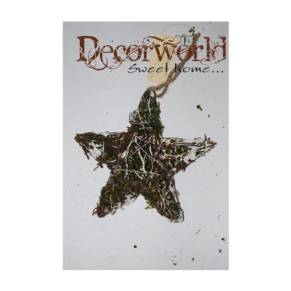 Havas csillag alakú moha ág 30x30x3cm - Natúr-fehér