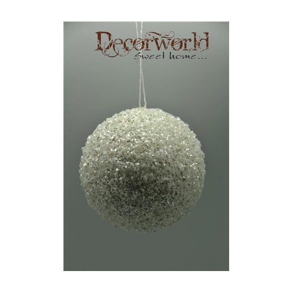 Gömb havas dísz akasztós műanyag 11 cm